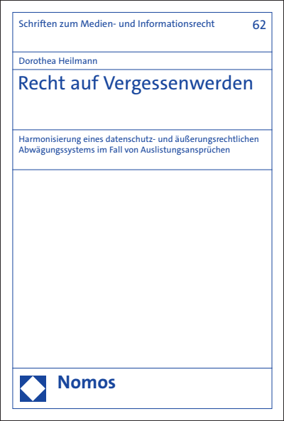Cover des Buchs: Recht auf Vergessenwerden