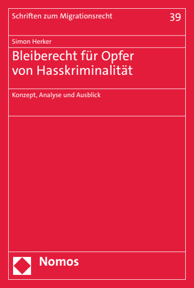 Cover of book: Bleiberecht für Opfer von Hasskriminalität
