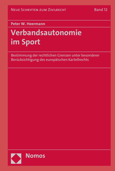 Cover of book: Verbandsautonomie im Sport