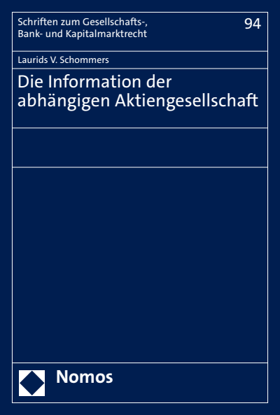 Cover of book: Die Information der abhängigen Aktiengesellschaft