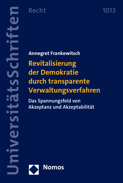 Cover of book: Revitalisierung der Demokratie durch transparente Verwaltungsverfahren