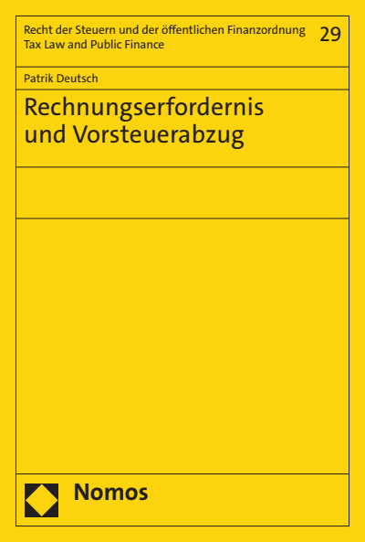 Cover des Buchs: Rechnungserfordernis und Vorsteuerabzug