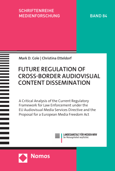 Cover des Buchs: Future Regulation of Cross-Border Audiovisual Content Dissemination