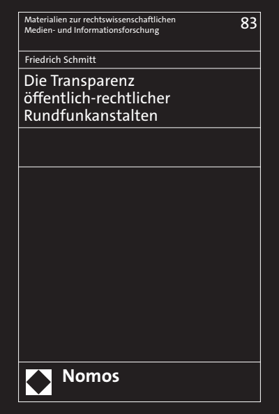 Cover des Buchs: Die Transparenz öffentlich-rechtlicher Rundfunkanstalten