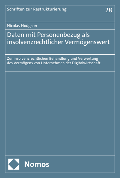 Cover des Buchs: Daten mit Personenbezug als insolvenzrechtlicher Vermögenswert