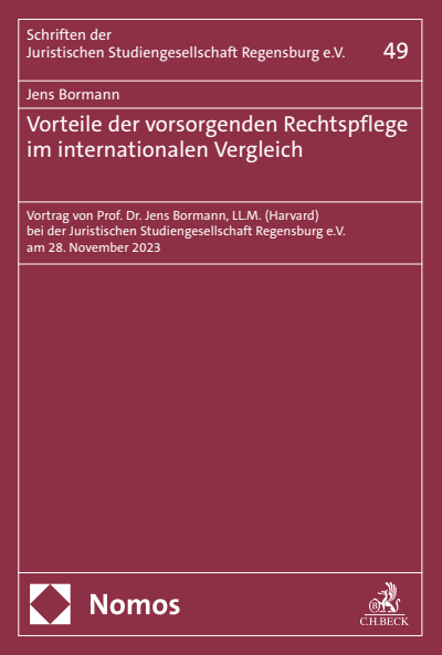 Cover des Buchs: Vorteile der vorsorgenden Rechtspflege im internationalen Vergleich