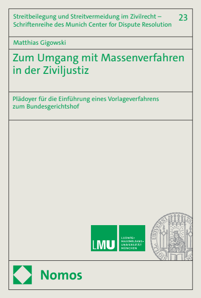 Cover of book: Zum Umgang mit Massenverfahren in der Ziviljustiz