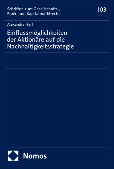 Cover des Buchs: Einflussmöglichkeiten der Aktionäre auf die Nachhaltigkeitsstrategie