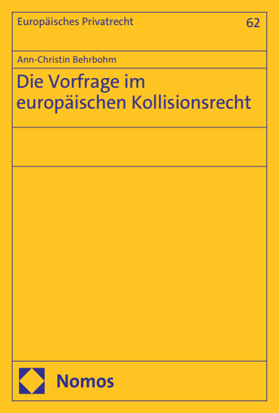 Cover des Buchs: Die Vorfrage im europäischen Kollisionsrecht