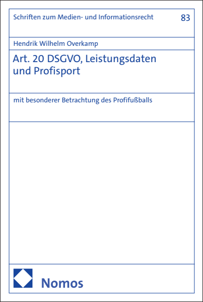 Cover des Buchs: Art. 20 DSGVO, Leistungsdaten und Profisport