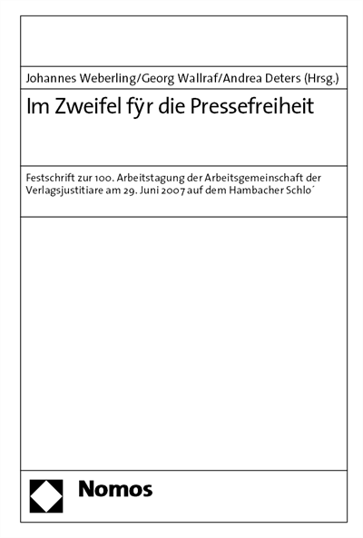 Cover des Buchs: Im Zweifel für die Pressefreiheit