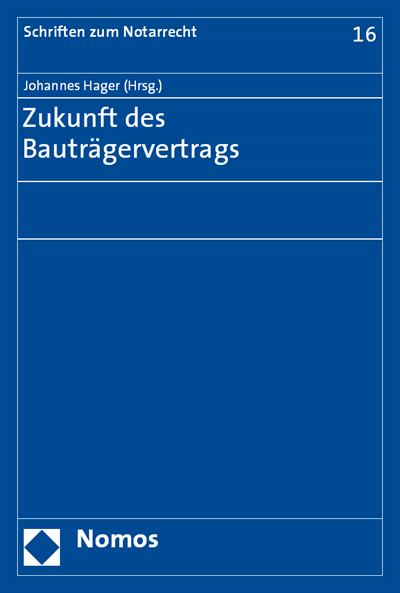 Cover of book: Zukunft des Bauträgervertrags