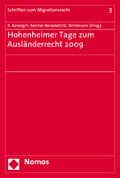 Cover of book: Hohenheimer Tage zum Ausländerrecht 2009
