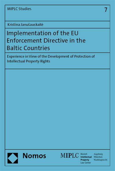 Cover des Buchs: Implementation of the EU Enforcement Directive in the Baltic Countries