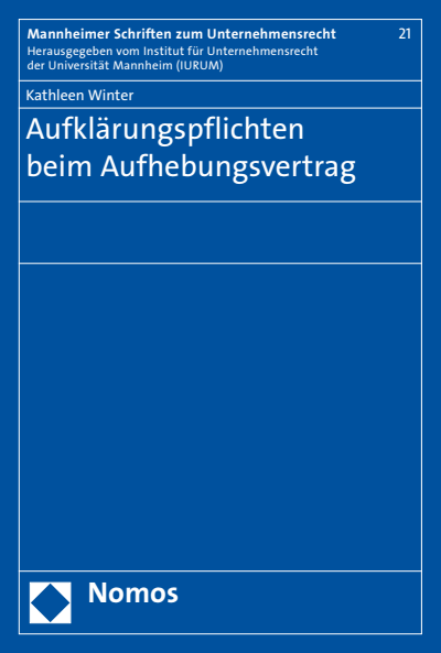 Cover des Buchs: Aufklärungspflichten beim Aufhebungsvertrag