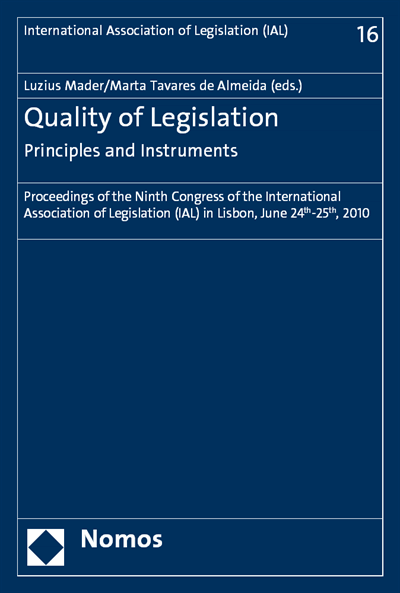 Cover des Buchs: Quality of Legislation - Principles and Instruments