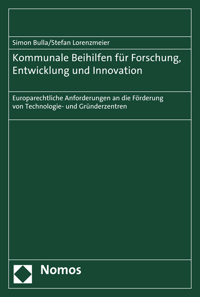 Cover des Buchs: Kommunale Beihilfen für Forschung, Entwicklung und Innovation