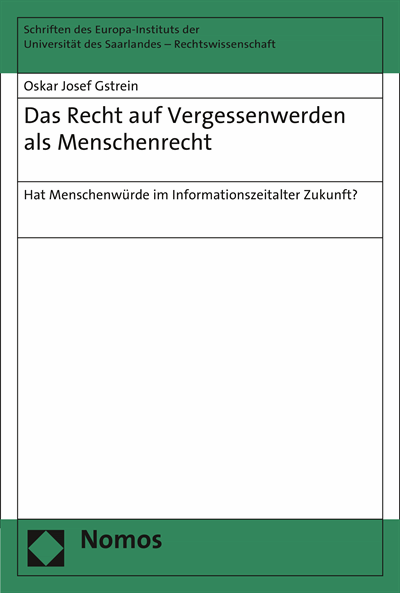 Cover des Buchs: Das Recht auf Vergessenwerden als Menschenrecht