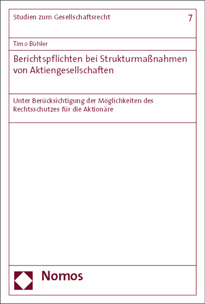 Cover des Buchs: Berichtspflichten bei Strukturmaßnahmen von Aktiengesellschaften