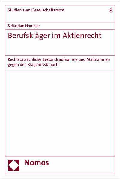 Cover des Buchs: Berufskläger im Aktienrecht