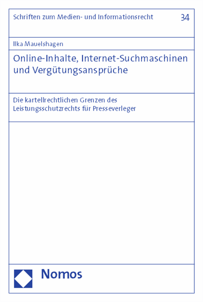 Cover des Buchs: Online-Inhalte, Internet-Suchmaschinen und Vergütungsansprüche