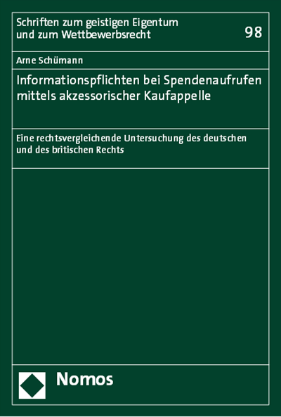 Cover des Buchs: Informationspflichten bei Spendenaufrufen mittels akzessorischer Kaufappelle