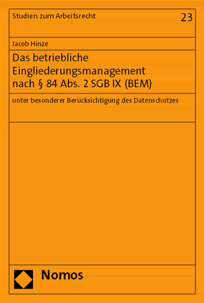Cover of book: Das betriebliche Eingliederungsmanagement nach § 84 Abs. 2 SGB IX (BEM)