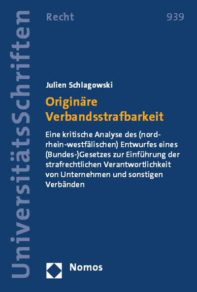 Cover des Buchs: Originäre Verbandsstrafbarkeit