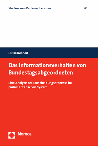 Cover des Buchs: Das Informationsverhalten von Bundestagsabgeordneten