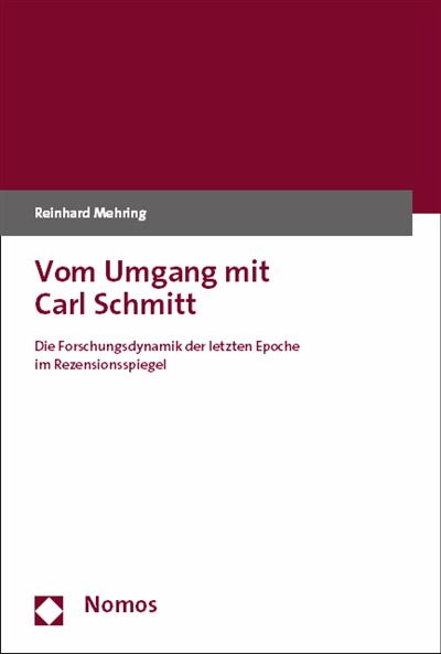 Cover des Buchs: Vom Umgang mit Carl Schmitt