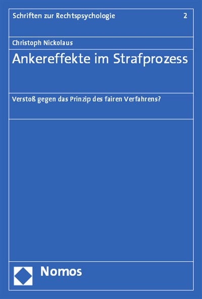 Cover of book: Ankereffekte im Strafprozess