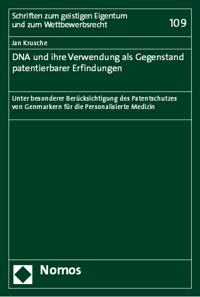Cover des Buchs: DNA und ihre Verwendung als Gegenstand patentierbarer Erfindungen