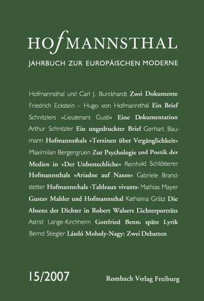 Cover des Buchs: Hofmannsthal Jahrbuch zur Europäischen Moderne