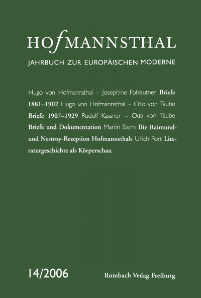 Cover des Buchs: Hofmannsthal Jahrbuch zur Europäischen Moderne